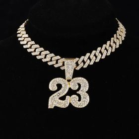 13mm Width Football Pendant Necklace,Number 23 Chain Iced Out Pendant Necklace, 3D Diamond Gold Zinc Alloy Stainless Steel Religious Zircon (Option: Golden)