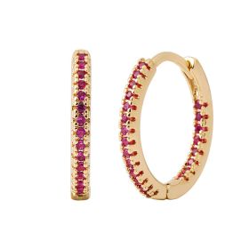 Circle Female Earrings Ear Clip Multicolor Zircon Elegant (Option: Gold Red Diamond)