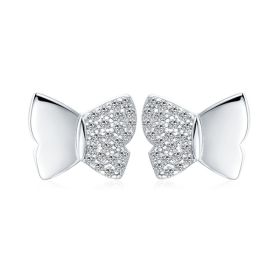 Korean Style Cute And Compact Butterfly Copper Plated Stud Earrings (Option: Black)