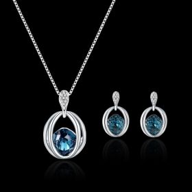 Women's Fashion Crystal Diamond Pendant Necklace Jewelry Birthday Gift (Option: Women-Blue)