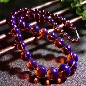 Beeswax Graduated Strand Yellow Chicken Grease Round Beads Necklace Clavicle Chain (Option: Violet)