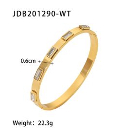 Fashionable And Versatile Gold-plated Stainless Steel Bracelets With Zirconia (Option: JDB201290WT)