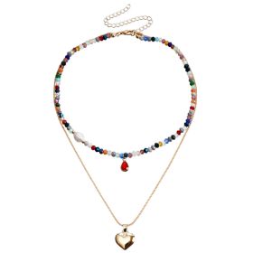 Bohemian Contrast Color Rice-shaped Beads Stringed Beads Multi-layer Necklace (Option: ZW684color)
