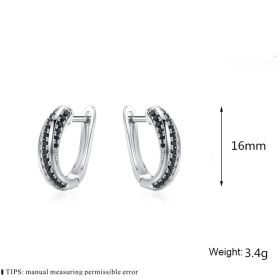 Copper Inlaid Zircon Women's Earrings Popular (Option: Black)