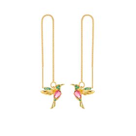 Fashion Jewelry New Unique Little Bird Drop Long Hanging Hummingbird Earrings For Women Elegant Girl Tassel Crystal Pendant Earring Jewelry (Option: 02 Imitation Gold S50)