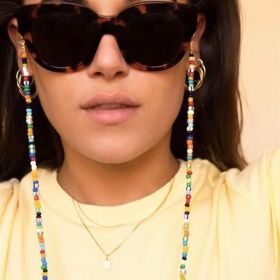 Women's Colorful Rice Beads Glasses Necklace Mask Chain Hanging Neck Anti-lost Lanyard Chain (Option: Women)