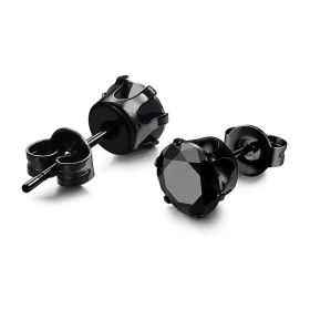 Punk Square Black Zircon Stud Earrings Set 6mm (Option: B)