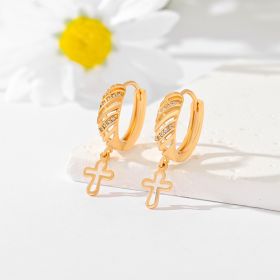 Popular Multi-style Design Gold-plated Ornament Cross Earrings (Option: EH057)