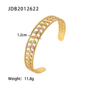 Fashionable And Versatile Gold-plated Stainless Steel Bracelets With Zirconia (Option: JDB2012622)
