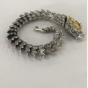 Black Snake Silver-plated Bracelet Men's Retro Style (Option: Black Snake Bracelet 22cm)