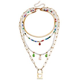 Bohemian Contrast Color Rice-shaped Beads Stringed Beads Multi-layer Necklace (Option: ZW169color)