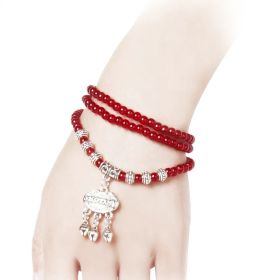 Red Agate Beaded Good Lock Bracelet (Option: Red)