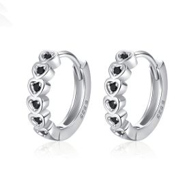 Copper Fashion Simple Small Love Two-color Women's Earrings (Option: Black)