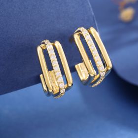 Special-interest Design Three-layer Square Stud Earrings (Option: Gold L0036)