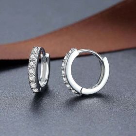 S925 Sterling Silver Needle Single Row Diamond Earrings For Women (Option: White Gold Color)