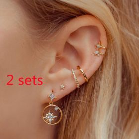 Romantic Star And Moon Series Popular Butterfly Earrings (Option: Gold 2set-G)