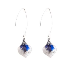 Alloy Orchid Long Crystal Earrings (Option: Silver)