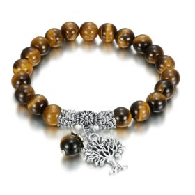 Tree Of Life Simple Natural Stone Bracelet (Option: Tiger Eye)