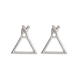 Hollow Diamond Square Stud Earrings (Option: Triangle silver)