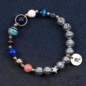 Twelve Constellation Blue San Lettering Bracelet Antique Silver Volcanic Stone Bracelet (Option: Scorpio)