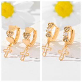 Popular Multi-style Design Gold-plated Ornament Cross Earrings (Option: EH044 and EH059)