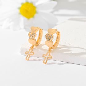 Popular Multi-style Design Gold-plated Ornament Cross Earrings (Option: EH059)