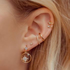 Romantic Star And Moon Series Popular Butterfly Earrings (Option: Gold-G)
