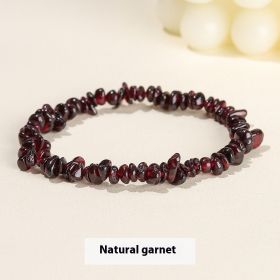 Natural Crystal Agate Colorful Gravel Stretch Bracelet (Option: Garnet Gravel-5to8mm)
