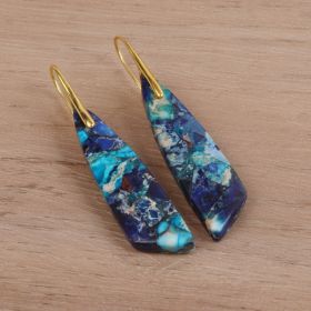 Geometric Flower Shape Pendant Earrings (Option: Blue)
