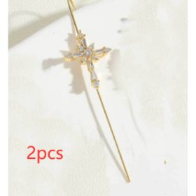 Glistening Ear Wrap Crawler Zircon Earrings Piercing Earrings Premium Earrings (Option: N-Gold-A pair)