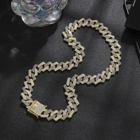 Diamond Men's Hip Hop Style Chunky Necklace (Option: Diamond Golden Blue 20inch)