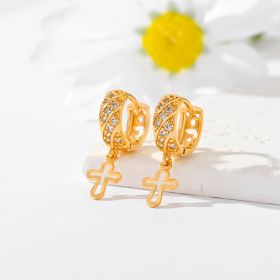 Popular Multi-style Design Gold-plated Ornament Cross Earrings (Option: EH043)