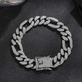 Diamond Men's Hip Hop Style Chunky Necklace (Option: Irregular Silver 8inch)