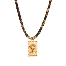 European And American Style Women's Jewelry Niche Geometric Pendant Design Leopard Print Rope Necklace (Option: Style1)