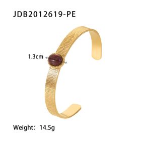 Fashionable And Versatile Gold-plated Stainless Steel Bracelets With Zirconia (Option: JDB2012619PE)