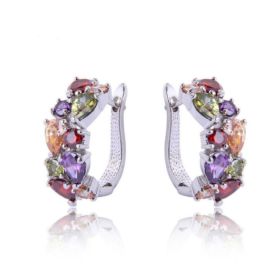 Diamond Crystal Zircon Ear Clip Affordable Luxury Earrings Women (Option: Silver)