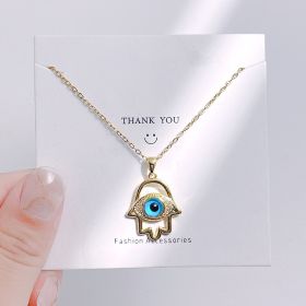 Evil Eye Hamsa Hand Necklace For Women, Protection Amulet Pendant With Titanium Steel (Option: Golden)