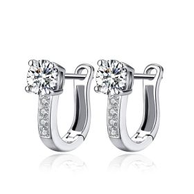 Korean Fashion Sweet Fully-jeweled Crystal Earrings (Option: White Gold Plated-Rhinestone Earrings)