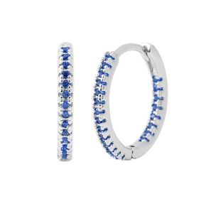 Circle Female Earrings Ear Clip Multicolor Zircon Elegant (Option: Silver Blue Diamond)