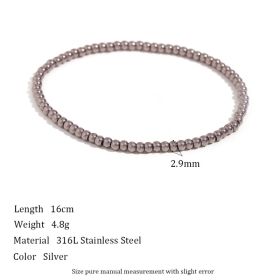 Niche Vintage Stainless Steel Plated 18K Elastic Bead Bracelet (Option: Silver 3mm)