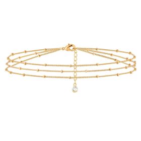 Dainty Gold Bracelets For Women, 14K Gold Filled Adjustable Layered Bracelet Cute Oval Chain  Bar Gold Bracelets For Women Jewelry (Option: Golden)