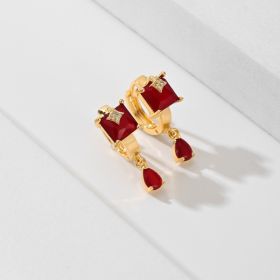 Popular Fashion Earrings Copper-plated Gold (Option: Red)