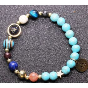 Twelve Constellation Constellation Blue San Bracelet 8mm Turquoise Beaded (Option: Libra)
