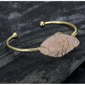 Asgard Crafted Natural Gemstone Bangle (Option: Rose Quartz)