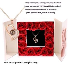 I Love You Projection Necklace Women's High-end Peach Heart (Option: Rose gold heart white  set)