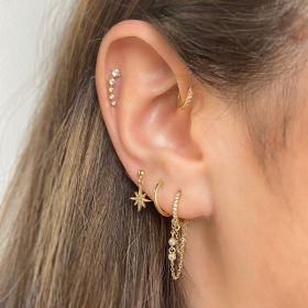 Romantic Star And Moon Series Popular Butterfly Earrings (Option: Gold-B)