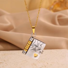 My Little Star Book Necklace For Daughter Son 18 Inch Stainless Steel Chain Gold Hardware Love Jewelry Birthday Graduation Gift (Option: Model 1)