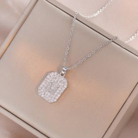 Japanese And Korean Style Niche Temperament Fashion M Letter Brand Pendant Titanium Steel Necklace (Option: X3613 Rigid Color)