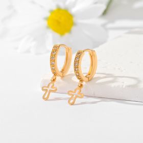 Popular Multi-style Design Gold-plated Ornament Cross Earrings (Option: EH053)
