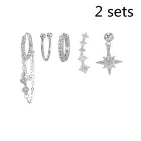 Romantic Star And Moon Series Popular Butterfly Earrings (Option: Silver 2set-B)
